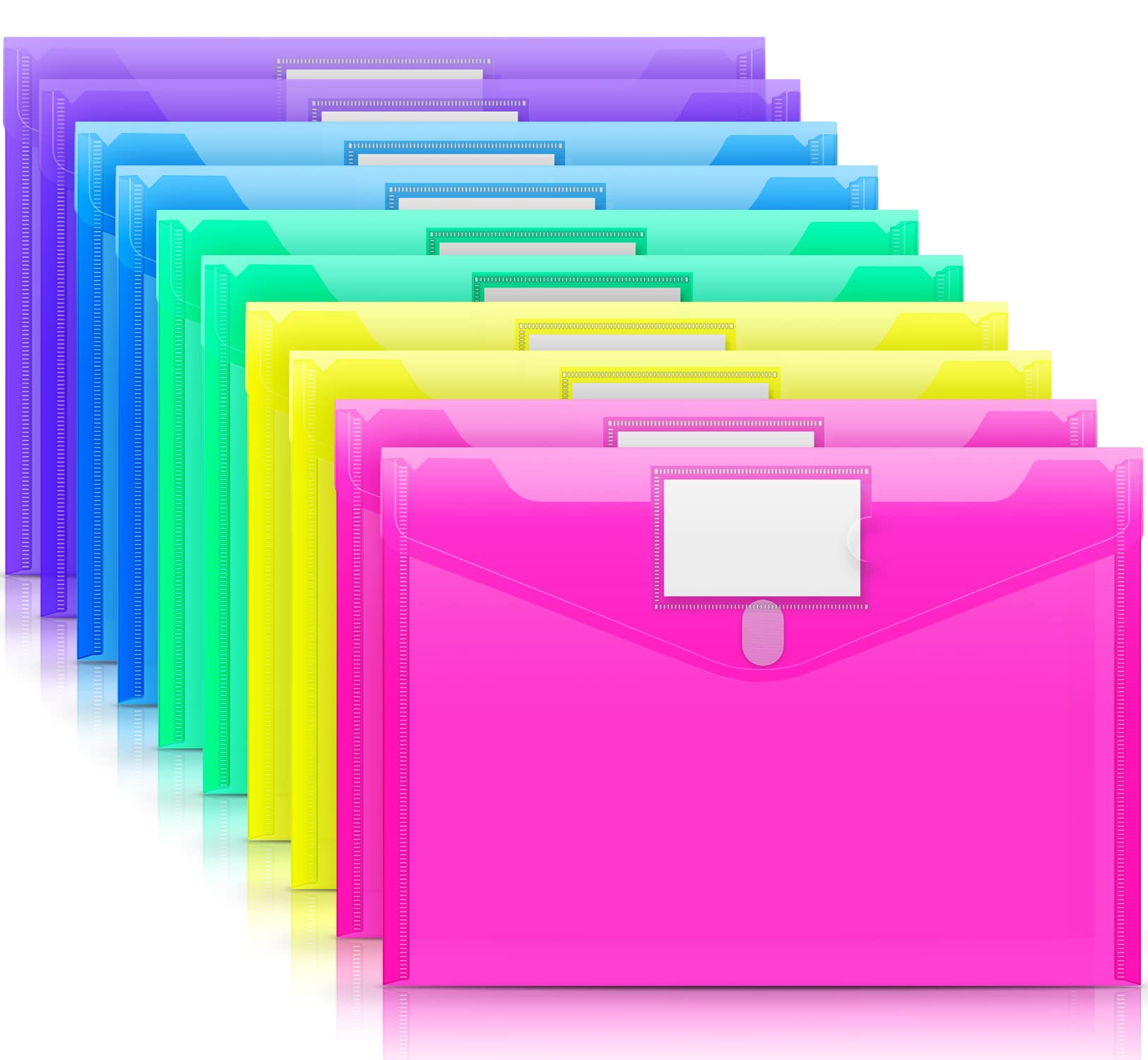 Sooez 10 Pack File Folders, Clear Poly Envelopes Plastic Folders A4 Pouch