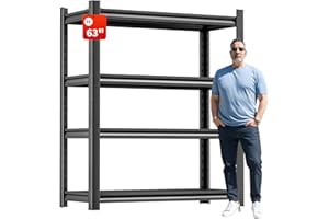 OLLRRACT Garage Storage Shelf Heavy Duty Shelving Unit - 63''H Metal Storage Rack Adjustable 4 Tier Garage Shelves Unit Storage Rack Shelving Industrial Utility Shelf.16 D X32 W X63 H