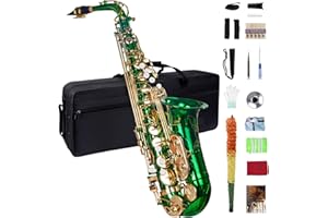 MEPERG Eb Alto Saxophone, Beginner Saxophone, Alto Sax, Saxophone for Beginners, Student Alto Saxophone, Professional Saxophone Alto, Beginner Saxophone, Saxofon, Saxaphone Adult (Green)