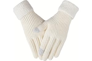 Pleneal Winter Gloves for Women, Warm Touchscreen Texting Knit Fleece Lined Thermal Glove for Cold weather