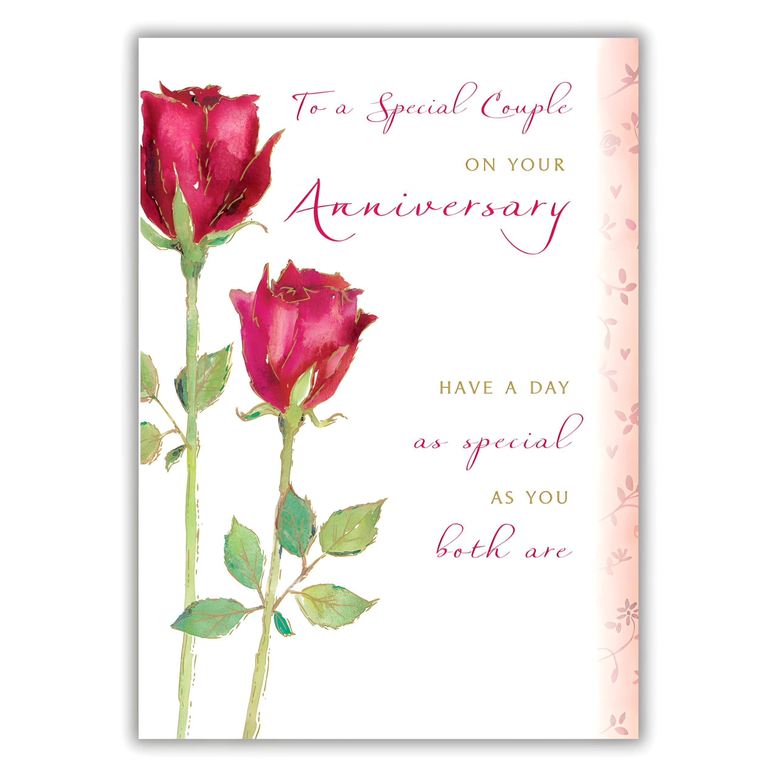 Ling Design Anniversary Card - Happy Anniversary Card for a Special Couple with Artistic Floral Rose Design and a Foil Finish
