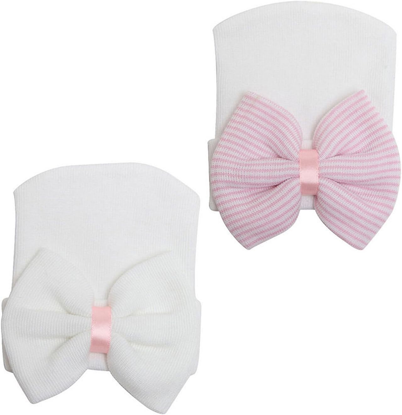 JustMyDress Newborn Baby Hospital Cap with Bowknot Toddler Infant Hat Baby Beanie Caps JB63