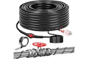 SZFY 15FT Heat Tape for Water Pipes, -40°F Deicing Cable,Pipe Heat Cables for Roof,Gutter，Farm，Freeze Protetion Heating Wires, Heated Water Hose,Plumbing Fixtures,120V 5W/FT (24FT)