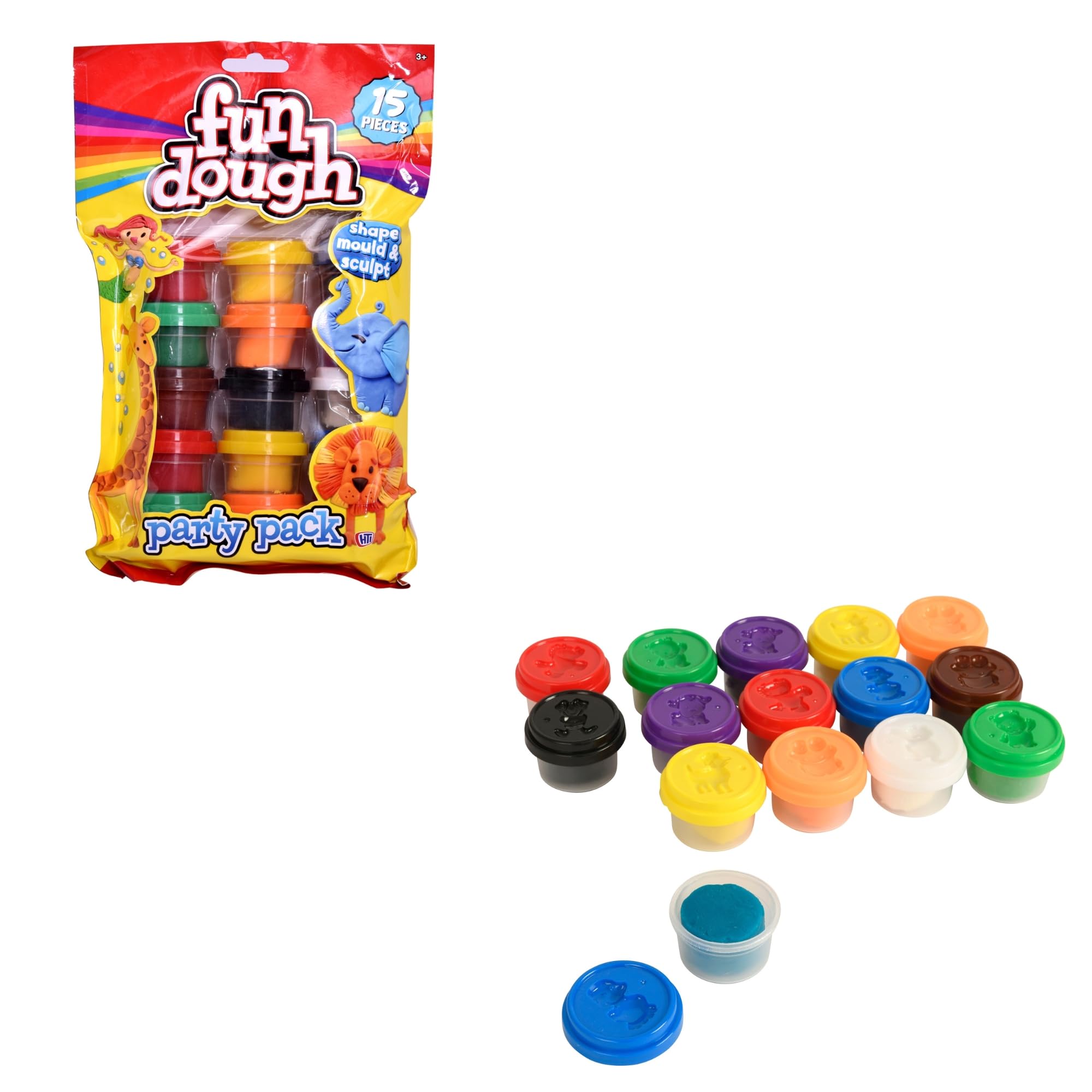 Fun Dough Scented Party Pack | Dough Modelling Set | 15 Plastic Reusable Tub Of Scented Fun Dough | Multicolour dough | Arts And Craft Kits For Kids | 3+