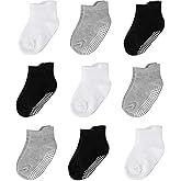 BACSAC Baby Boys Girls Socks Non Slip Breathable Comfort Toddler Infant Ankle Socks with Skid Soles 9 Pairs for Newborn Baby