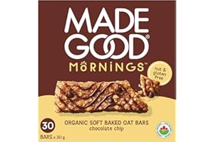 MadeGood Mornings Soft Baked Breakfast Bars, Chocolate Chip, 30g (30 Count) Gluten Free Snacks