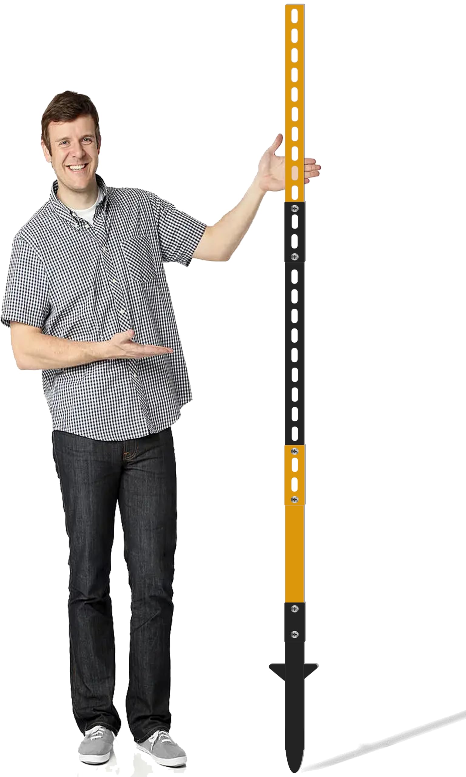 Photo 1 of 1 Pcs 6 Ft Traffic Road Street Sign Post Stakes Driveway Stand Heavy Duty Metal for Outdoor Lawn Yard Fence Parking Stop Outside Fits Signs 10 to 18 Inch Adjustable Black Yellow