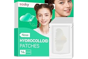 Sosky Patches for Nose, Hydrocolloid Pimple & Pore Nose Patches, Absorbs Oil Overnight Nose Pore Strips, Targets Pimples, Zits and Pores, FSA Eligible Acne Patches, Clear Skin 14 Count