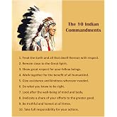 Native American 10 Commandments Wall Art, Indian Chief Vintage Print, 8x10 | This print is matte poster. Tribal wisdom decor for home, office, library. Heritage gift for history buffs, collectors.