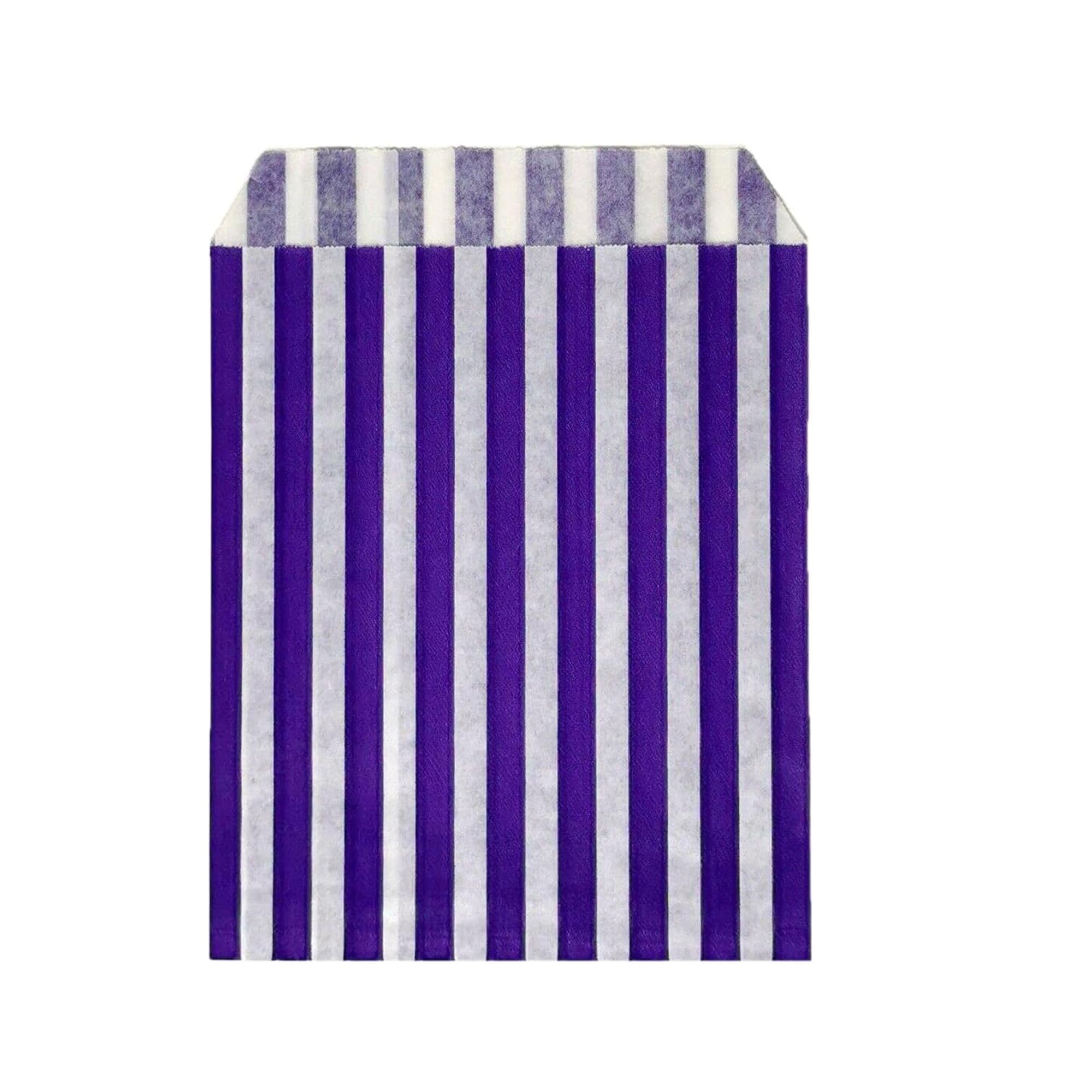 The Paper Bag Company 100 Purple Candy Stripe Sweet/Gift Paper Bags - 5" x 7", 100-Piece
