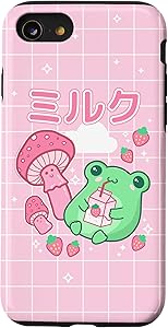iPhone SE (2020) / 7 / 8 Cute Cottagecore Frog Strawberry Retro 90s Kawaii Aesthetic Case