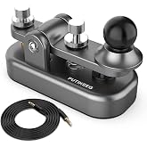 Mini Morse Radio Key CW HAM Send Telegram Double Paddle Morse Code Key with Aluminum Alloy Body Base Grey(S)