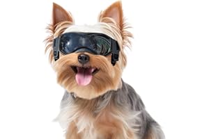 PETLESO Dog Goggles Small Breed, Dog Sunglasses Small Breed Dog Eye Sun Light Protection, UV Protection Goggles for Dog with Adjustable Straps, Small Black