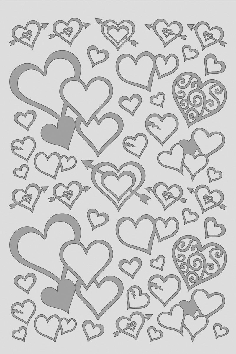 Rössler 9200-1104 Multiple Hearts Peel Off Sticker - Silver