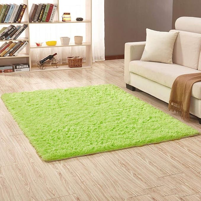 XHDM Area Rugs for Living Room,Morden Plush Carpet Olive Green Shaggy