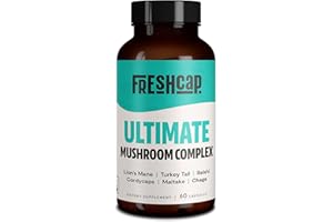 FRESHCAP MUSHROOMS FreshCap Ultimate Mushroom Complex - Ayurveda Lions Mane, Reishi, Cordyceps, Chaga, Turkey Tail, Maitake - Immune Support, Nootropic Brain Supplement for Immunity, Energy, Memory, Focus (60 Capsules)