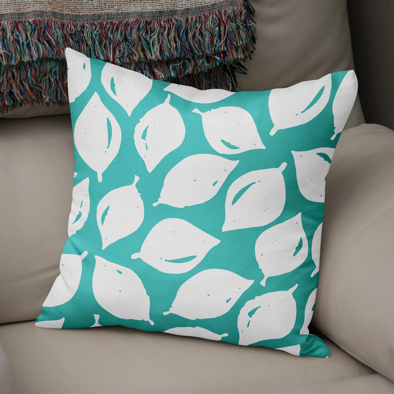 Bonamaison Decorative Cushion Cover Turquoise & White, Throw Pillow Covers, Home Decorative Pillowcases for Livingroom, Sofa, Bedroom, Size: 50x50 Cm - Designed and Manufactured in Turkey