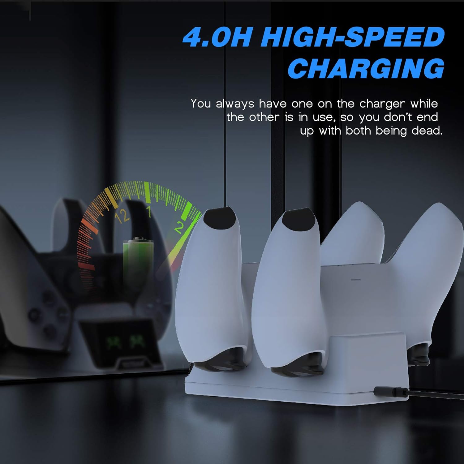 YCCTEAM PS5 Controller Charger, PS5 Charger Dual USB Type C Fast Charging Dock for PS5 Dualsense