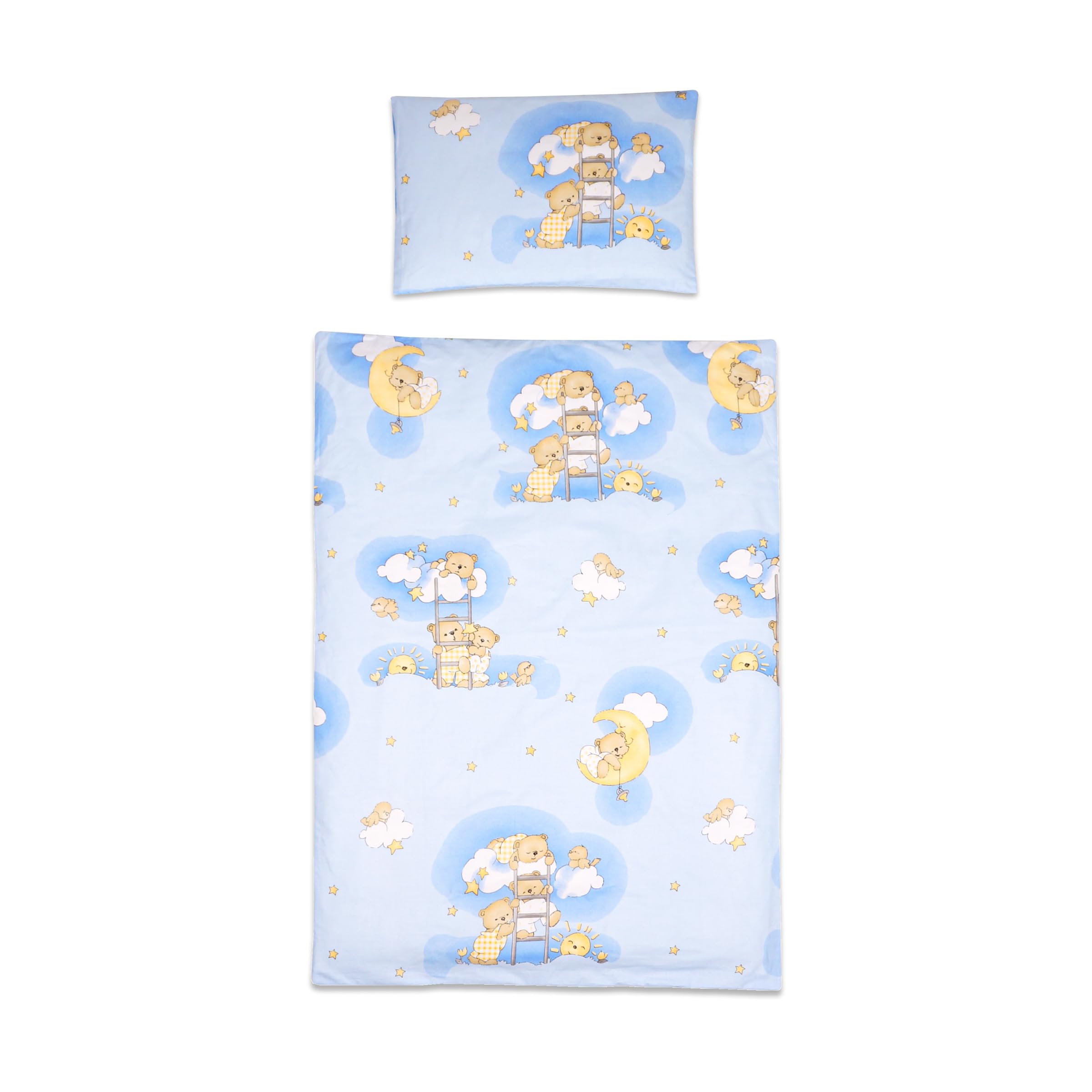 Baby Comfort 2 Piece Duvet Cover & Pillowcase Bedding Set 150x120 cm for Toddler Junior Cot Bed 12M+ (Ladders Blue)
