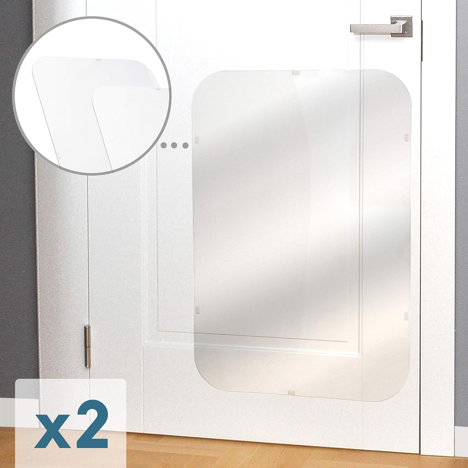 PROTECTO 2-Pack Ultra Durable Door Protector for Dogs - 90x60 cm Clear Cat Scratch Protector, 2 Pack - Clear, 90 x 60 cm