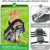 Ohuhu Lawn Aerator Shoes with Stainless Steel Shovel, Velcro Straps view 3