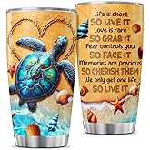 JENOIS Tumbler 20 Oz With Lid And Straw, Sea Turtle Gifts, Women Summer Straws Beach Tumblers For, Sea Turtle Inspirational