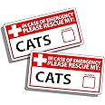 1st First Aid Emergency Warning Stickers - Cat Cats Kitten Safety Rescue Fireman Fire Pet Animals Help Save K9 Home Office
