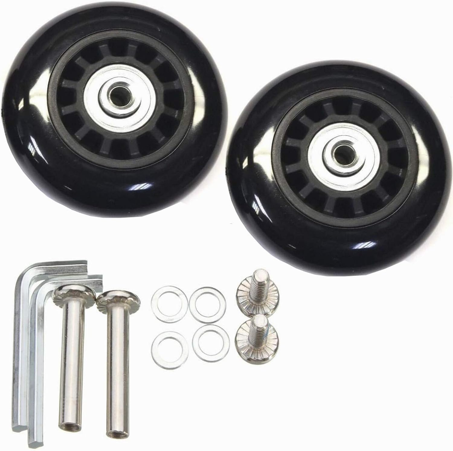 Pair Luggage Suitcase Replacement Wheels OD 68 Axles 35 Repair Set for Luggage Suitcase (68mm x 24mm x 6mm)