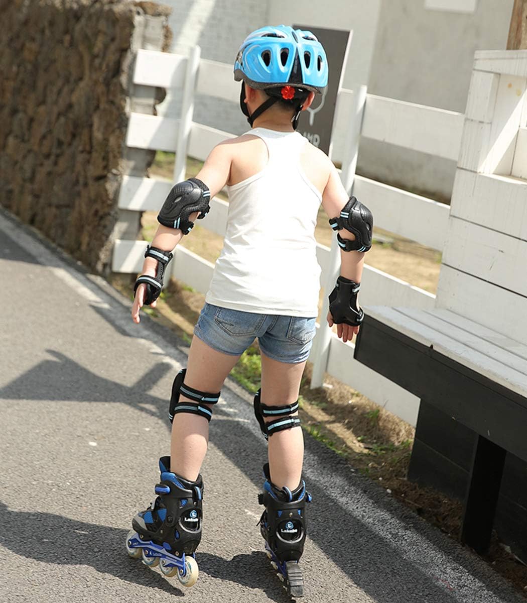 SPOMAT Knee and Elbow Pads with Wrist Guards Kids Adults 6 in 1 Protective Gear Set for Skating, Rollerblading, Scooter, Riding Sports : Sports & Outdoors