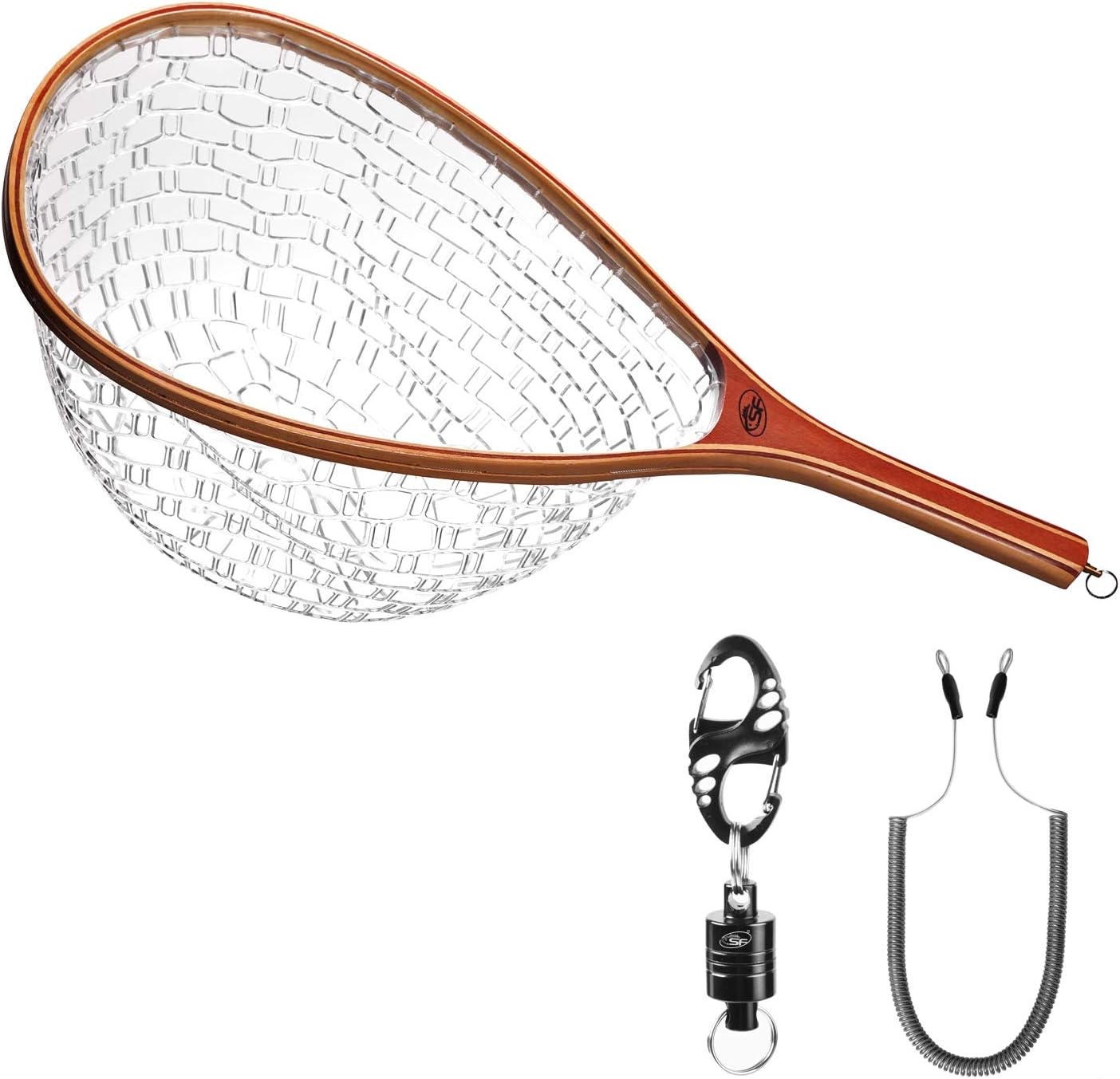 SF Fly Fishing Landing Net Soft Rubber Mesh Trout Net Catch and Release