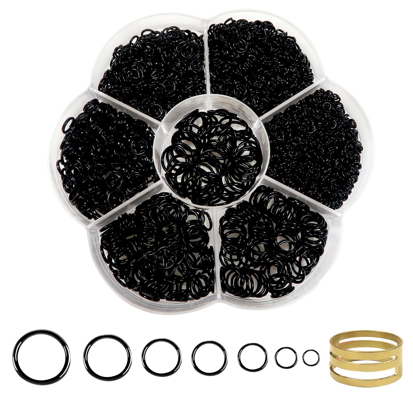 TOAOB 2300pcs Black Open Jump Rings Jewellery Making Jewelry Connector Rings 3mm to 10mm with Opener Tool for DIY Crafts Bracelet Earrings Jewelry Making Repair