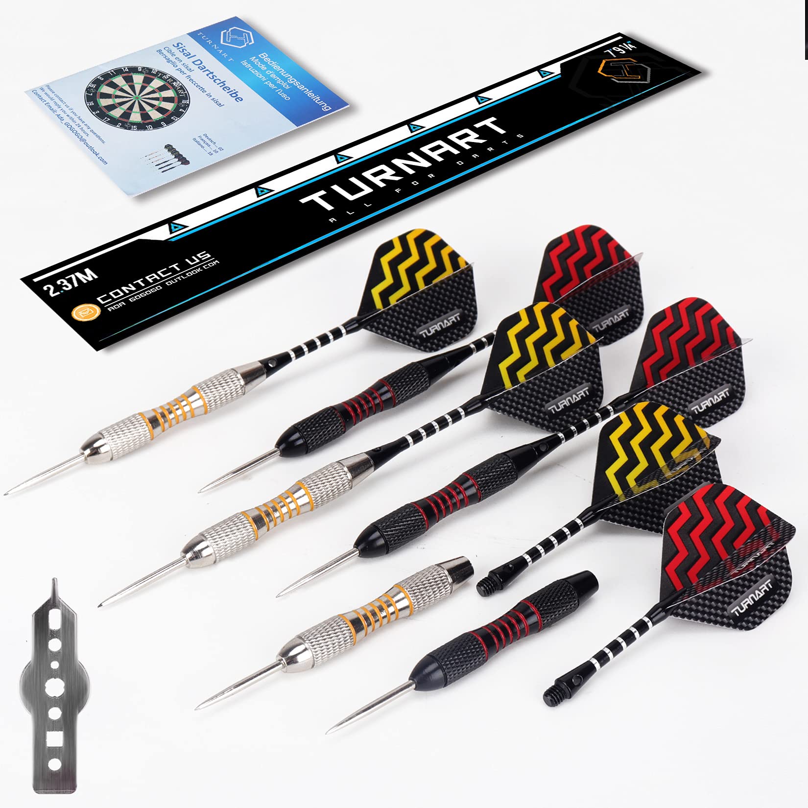Dartscheibe Kork Dartscheibe mit Pfeilen Offizielles Steeldartscheibe Steeldart Dart Board Set 6 Dartpfeile Metallspitze,6 Flights (Dartscheibe) 6