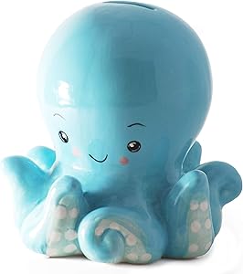 Hapinest Ceramic Octopus Piggy Bank for Boys - Nautical Nursery