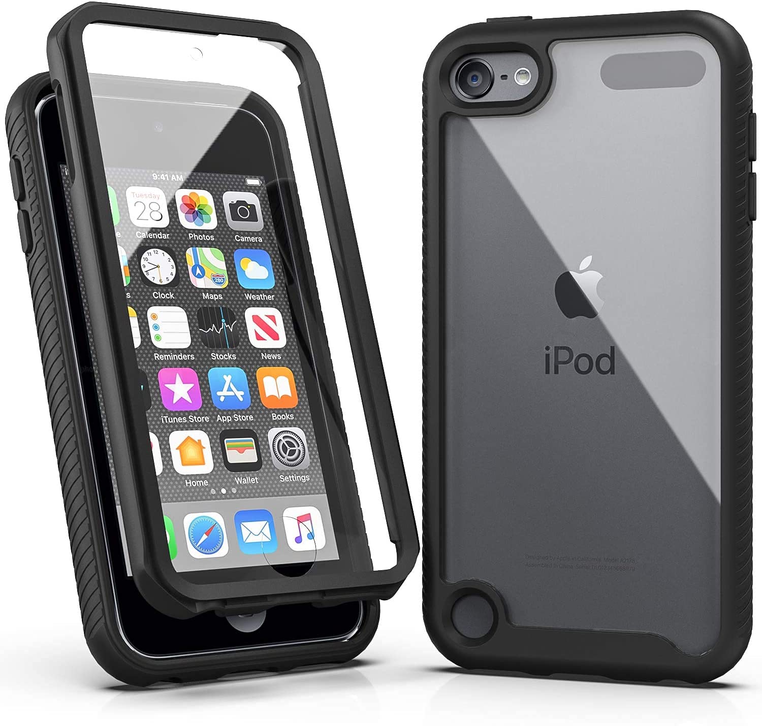 Photo 1 of SLMY Armor Shockproof Case with Screen Protector for iPod Touch 5/6/7 (Black/Black)