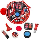 Miraculous Ladybug Kids Makeup Set - 10 Piece Bag with Nail Polish, Hair Chalk, Stickers &amp; More - Safe, Non-Toxic Pretend Play Cosmetics - Miraculous Ladybug Themed Makeup Kit for Children