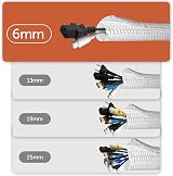 shinfly Cable Sleeve 6mm x 3m White for 1–2 Cables or Single Cable view 2