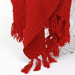 PANDATEX Thick Chunky Red Knitted Throw Blanket for