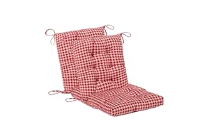 Makimoo Outdoor Patio Cushion, Rocking Chair Cushion, Tufted Pads, Set of Upper and Lower with Ties Pack of 2 (2 Sets) - Back 20"×17", Seat 17"×17" (Red Houndstooth)