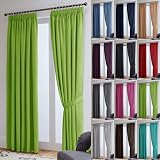 John Aird Blackout Curtains Lime 66x90 in 2 Panels Pencil Pleat with Tie Backs