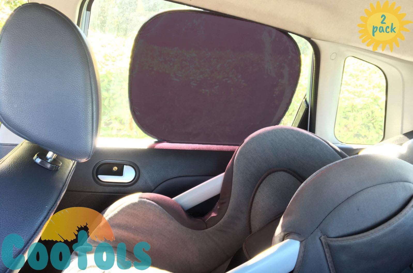 *Flash Sale* New Car Sun Shade Large | Dark Film Provides Maximum UV Protection for Your Baby and Dog | Covers Side Rear Car Window or Windshield | 2 x Static Cling Car Sun Shade | Cootols
