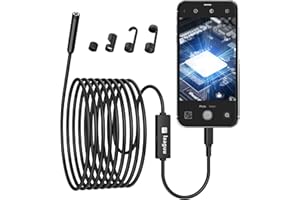 LAAGUU Endoscope for iPhone with 8 LED Lights, 2 Million Pixels Borescope Inspection Snake Camera IP67 Waterproof with 16.4Ft Semi-Rigid Cord, Support iOS 9.0 or Above (Black)