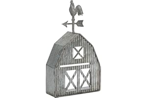 Synovana Barn Shaped Tea Light Candle Holder Farmhouse Galvanized Metal Candle Holder Vintage Decorative Tealight Holder for Table Centerpiece Decoration - 5.24" x 1.97" x 9.25"
