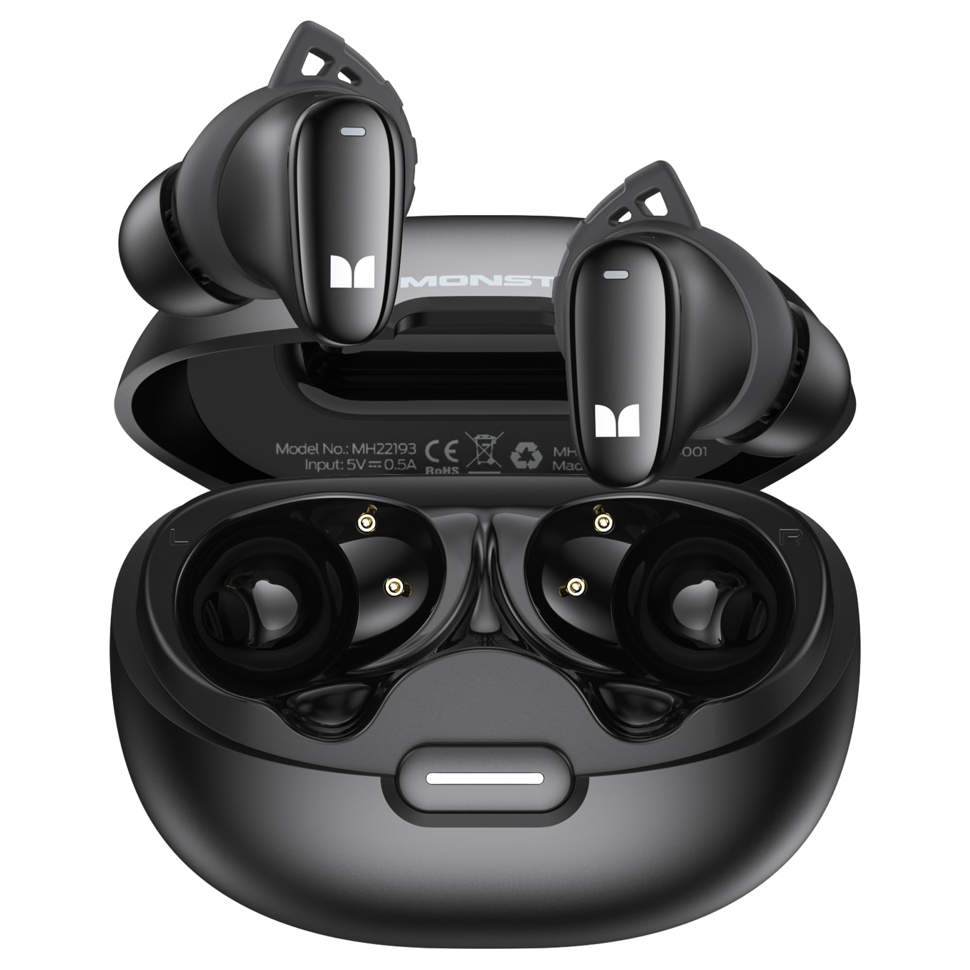 Photo 1 of Monster N-Lite 206 Wireless Earbuds Bluetooth 5.4 in Ear Headphones, Bluetooth Ear Buds Built-in Microphone, Touch Control, Comfortable Fit, USB-C Fast Charging, IPX6 Waterproof, 25H Playtime, Black