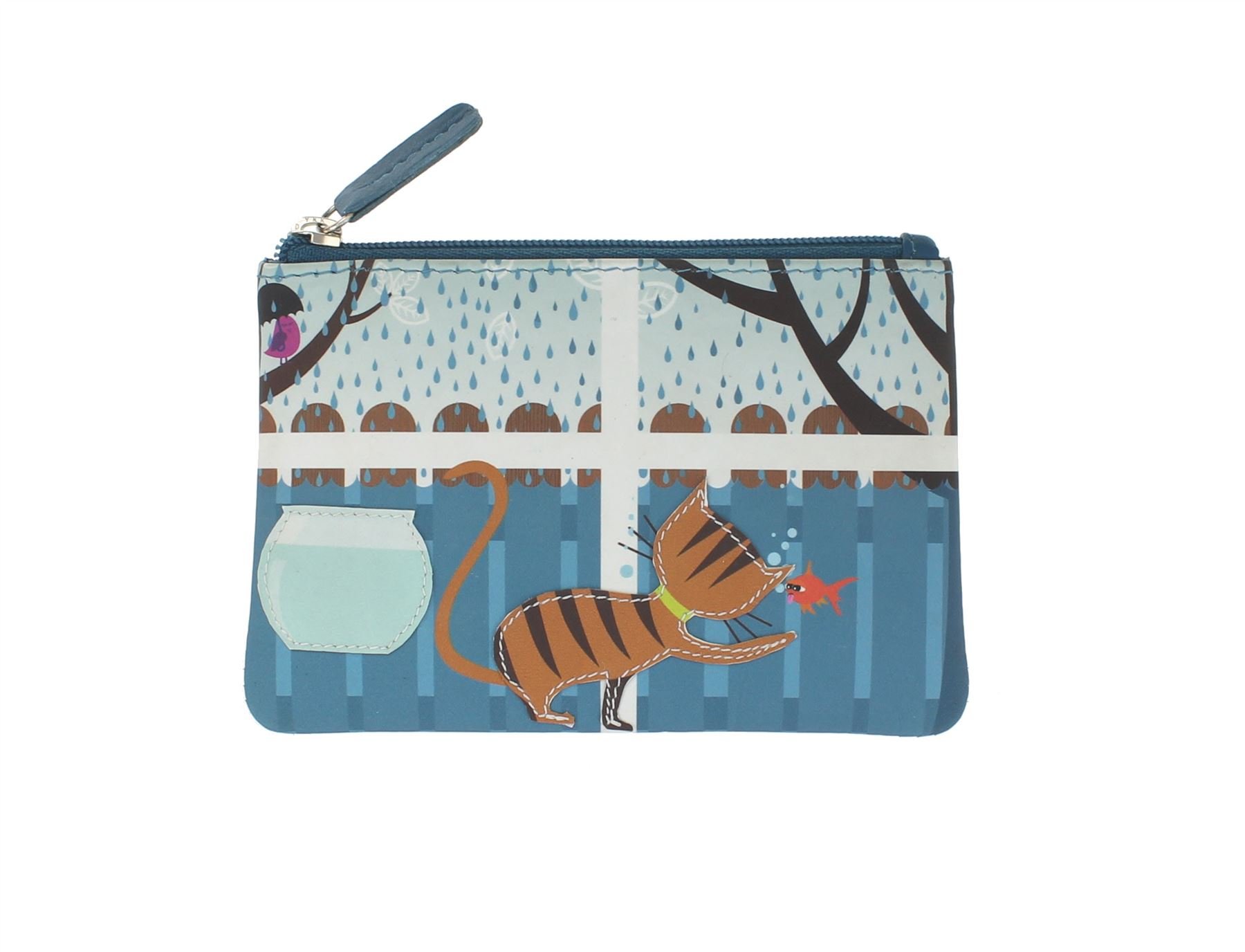 Mala Leather Applique and Printed Leather Coin Purse 4115_11 Cat in Window