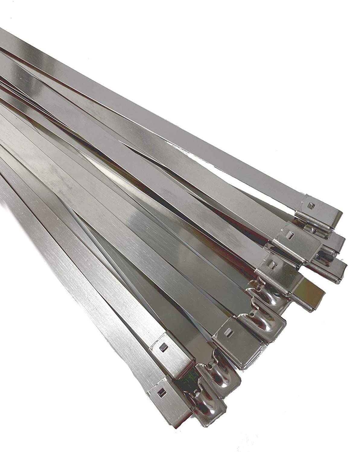 Premium Stainless Steel Cable Ties, SS304 Stainless Steel Zip Ties, Metal Cable Ties, Exhaust Wrap Self Locking Cable Zip Ties, Marine Grade Metal Tie Wraps (50, 7.9x1500mm)