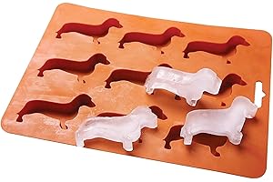 LYWUU Dachshund Dog Shaped Silicone Ice Cube Molds and Tray, Brown