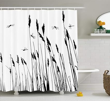 Amazon Com Ambesonne Dragonfly Shower Curtain Wheat Field Autumn