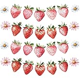 Berry First Birthday Banner, Strawberry Hanging Banner and Garland for Strawberry Themed Party Baby Shower Supplies Decorations.