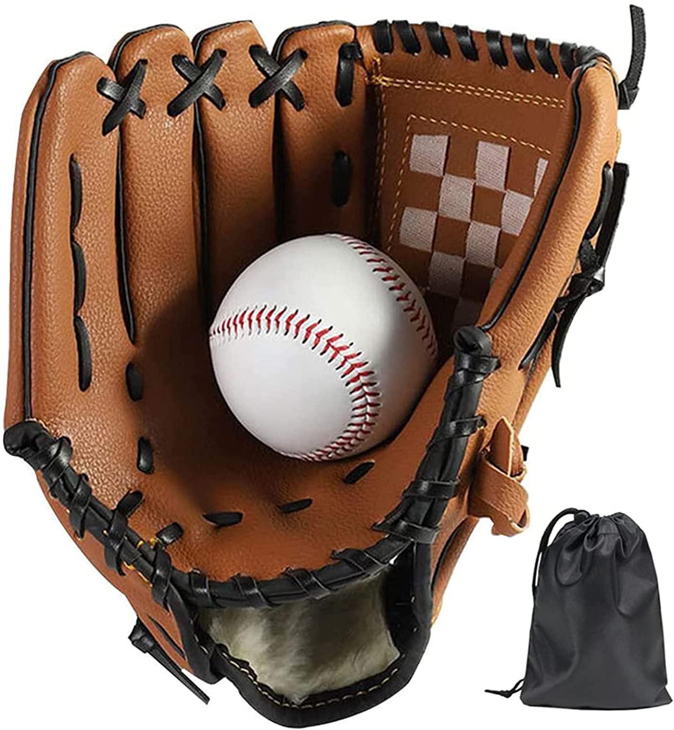 LeapBeast Right Hand Baseball Glove, Soft PU Jug Softball Gloves with 1 Soft Ball for Kid/Teen/Adult Professional Baseball (12.5", Brown)