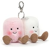 Jellycat Amuseables Pair of Marshmallows Bag Charm, 3.5 inches - Food Plush Keychain - Great Gift Idea
